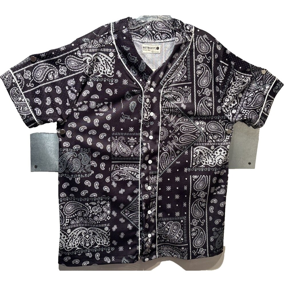 Retrofit Brand Mfg. Mesh Standard Fit Paisley Baseball Jersey Shirt Large NEW